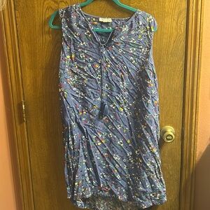 Blue mid length dress floral